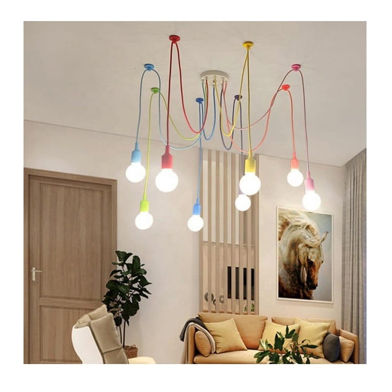 Lampa wisząca Pająk 6 ramienna tęcza E27 115 cm zdjęcie poglądowe