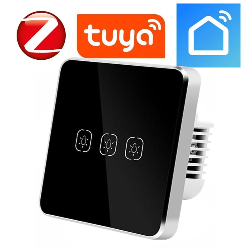Włącznik-światła-3obw.-ZigBee-TUYA-działa-bez-N-!---czarny