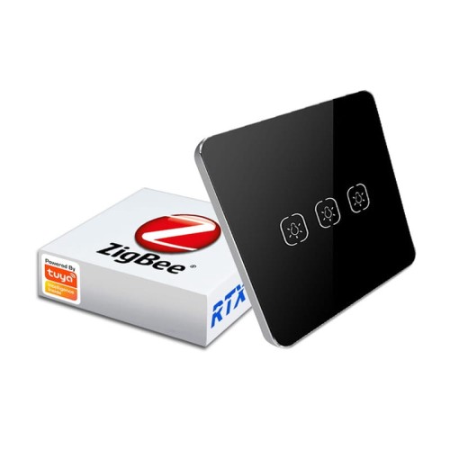 Włącznik-światła-3obw.-ZigBee-TUYA-działa-bez-N-!---czarny opakowanie