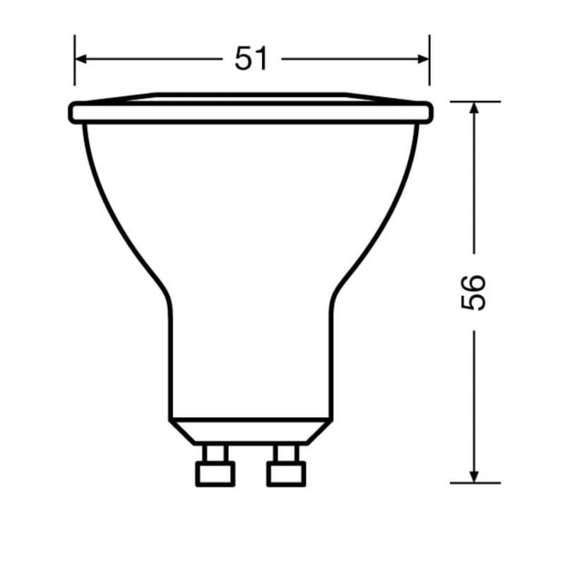 Żarówka LED Osram GU10 6,9W biała neutralna 120° 4000K Value wymiary