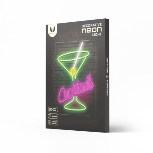 Neon dekoracyjny LED COCTAIL PLEXI róż zielony + USB FPNE02X Forever Light opakowanie