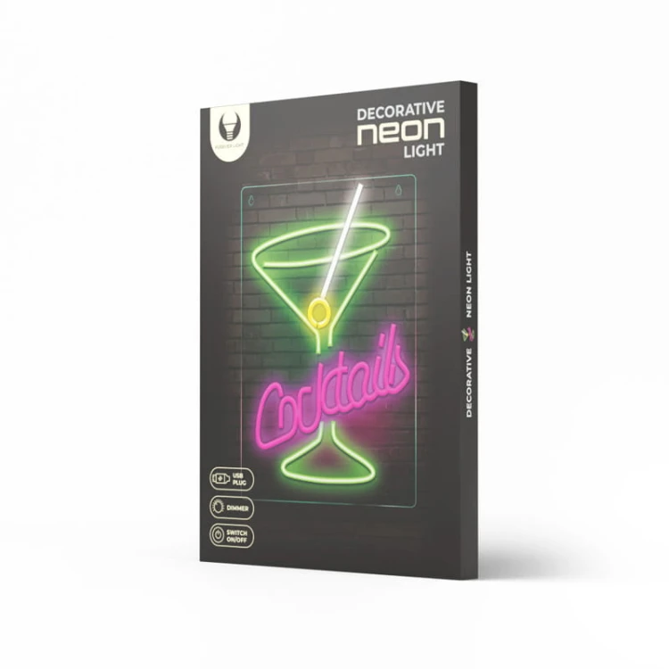 Neon dekoracyjny LED COCTAIL PLEXI róż zielony + USB FPNE02X Forever Light opakowanie