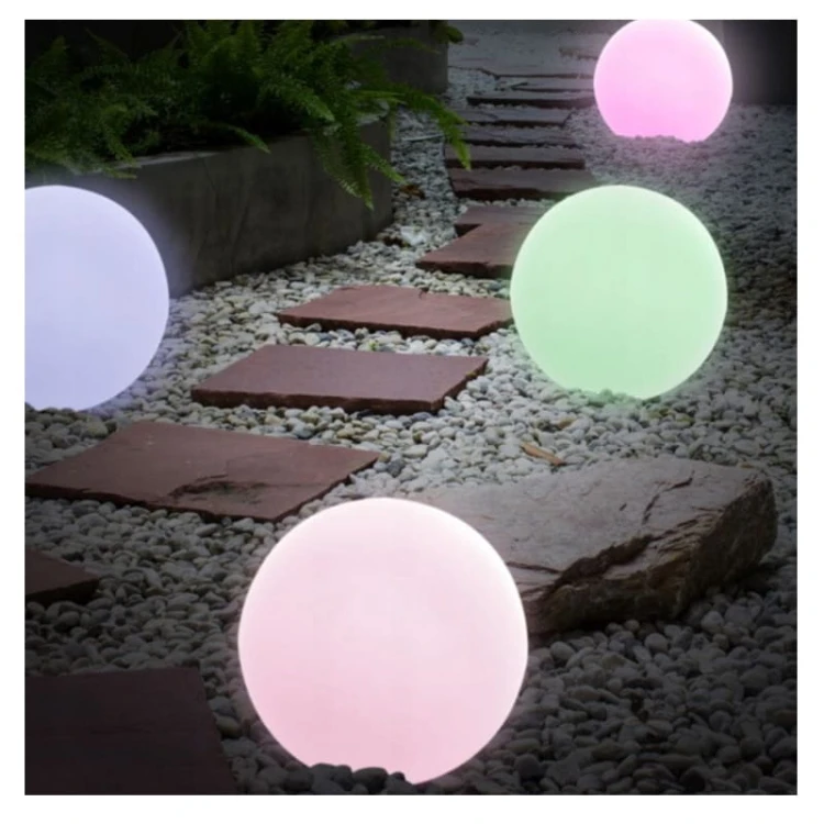 Lampa ogrodowa LED solarna wbijana RGB kula do ogrodu NAZIEMNA 30cm + pilot zdjęcie poglądowe