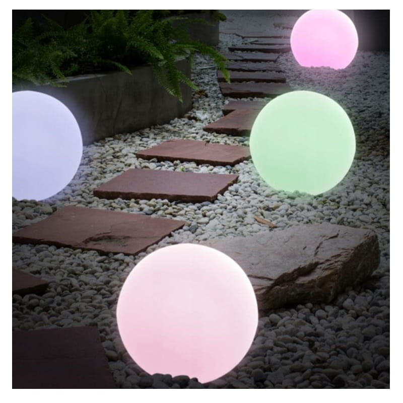 Lampa ogrodowa LED solarna wbijana RGB kula do ogrodu NAZIEMNA 30cm + pilot zdjęcie poglądowe