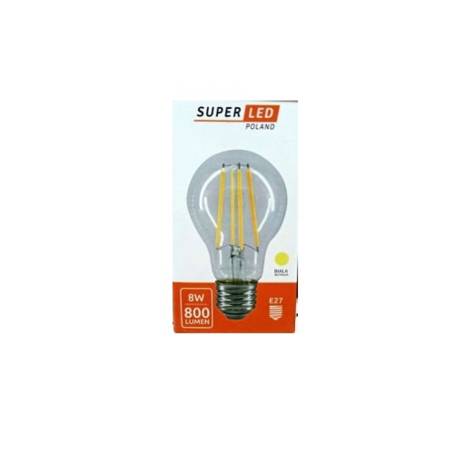 Żarówka LED E27 8W Filament retro kula biała ciepła opakowanie