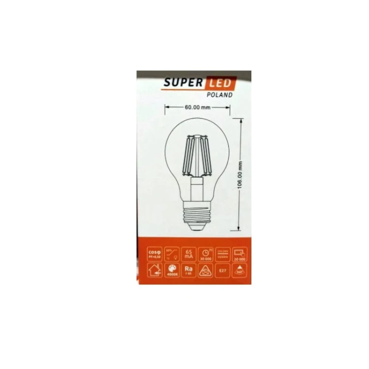 Żarówka LED E27 8W Filament retro kula biała ciepła wymiary