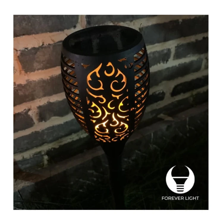 Lampa ogrodowa solarna pochodnia wbijana 12 LED IP65 z czujnikiem zmierzchu ogród