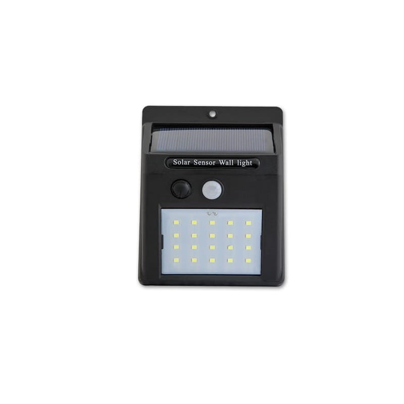 Lampa LED SOLARNA 3W biała zimna z czujnikiem ruchu i zmierzchu widok z przodu