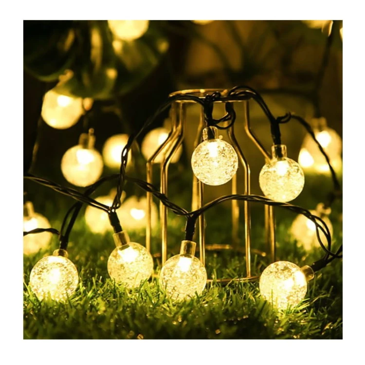 Girlanda ogrodowa solarna 20 LED 485 cm okrągła biała ciepła w ogrodzie