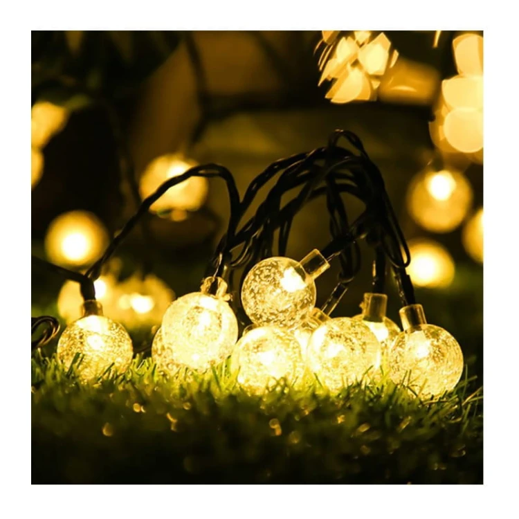 Girlanda ogrodowa solarna 20 LED 485 cm okrągła biała ciepła na tarasie