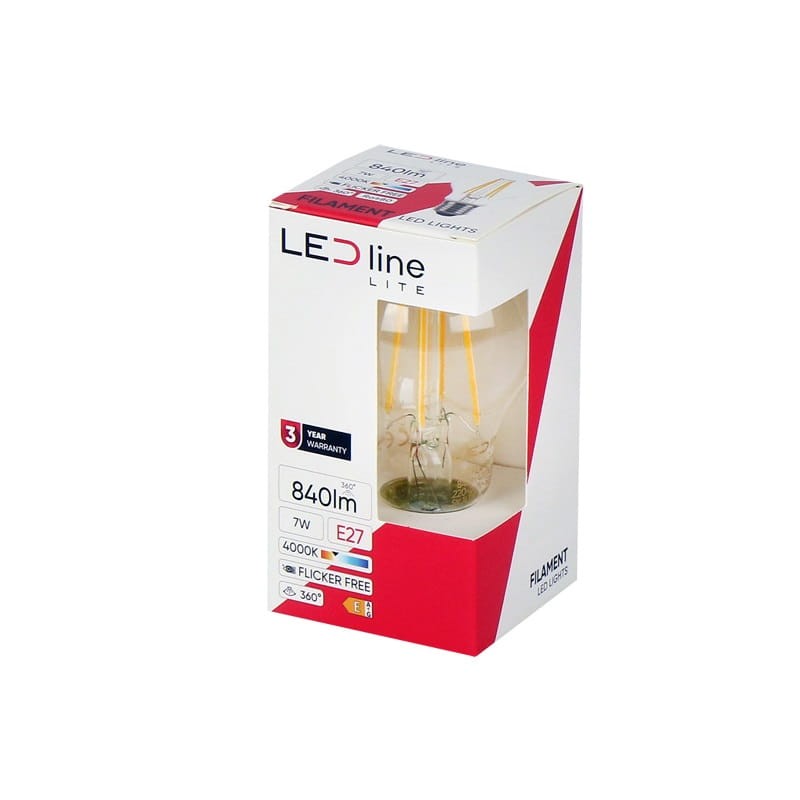 Żarówka LED Lite E27 7W kula A60 neutralna 4000K 840lm Filament opakowanie