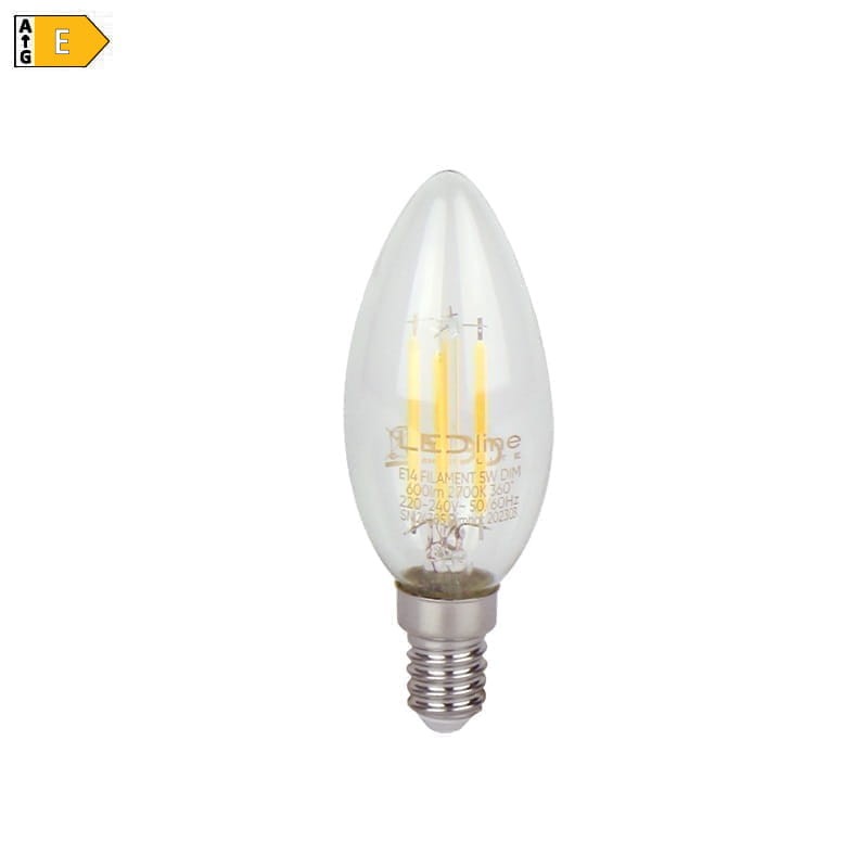 Żarówka LED Lite E14 5W świeczka C35 ciepła 2700K 600lm Filament ściemnialna