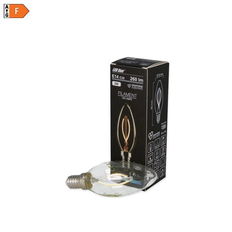 Żarówka LED LEDline E14 C35 Filament 2W 260lm biała dzienna świeczka 230V