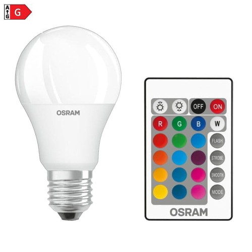 Żarówka LED Osram E27 RGBW biała ciepła 9,4W + pilot