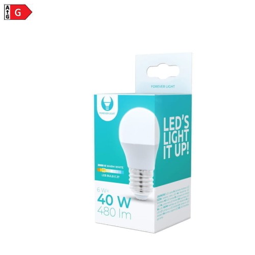 Żarówka LED E27 6W biała ciepła G45 kulka