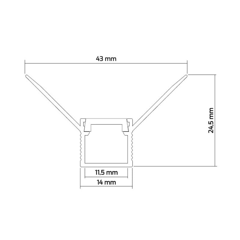 Profil architektoniczny Deoline do płyt GK typ W wewnętrzny 2m wymiary