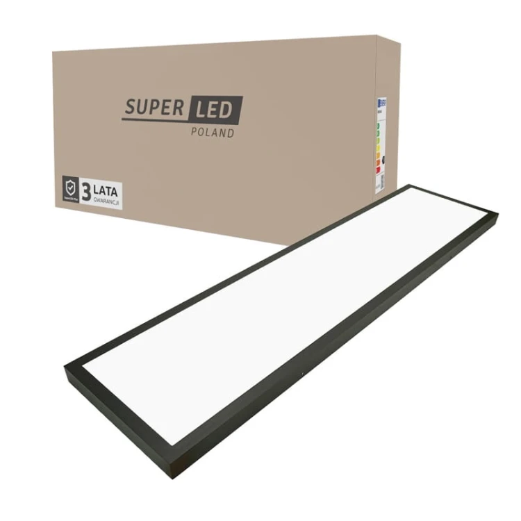 Panel LED natynkowy 120x30 60W 5400lm 4000-4500K czarny sufitowy z opakowaniem