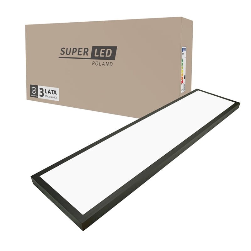 Panel LED natynkowy 120x30 60W 5400lm 4000-4500K czarny sufitowy z opakowaniem