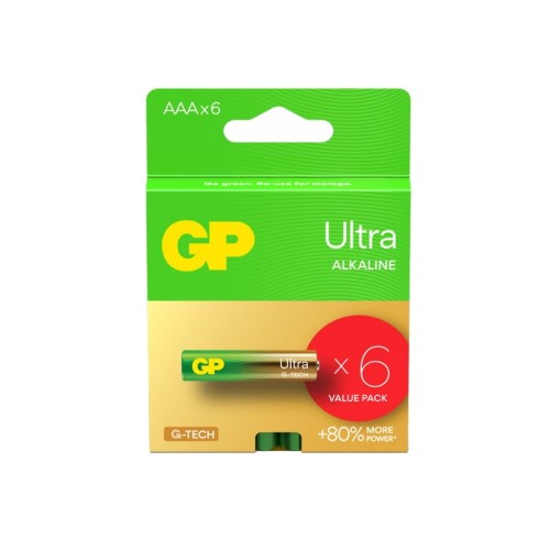 BATERIA GP Ultra Alkaline AAA G-TECH 1,5V - 6szt. opakowanie