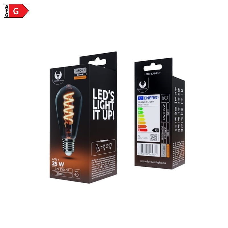 Żarówka LED E27 ST64 Filament 4W 250lm ultra ciepła SF 230V szkło dymione opakowanie