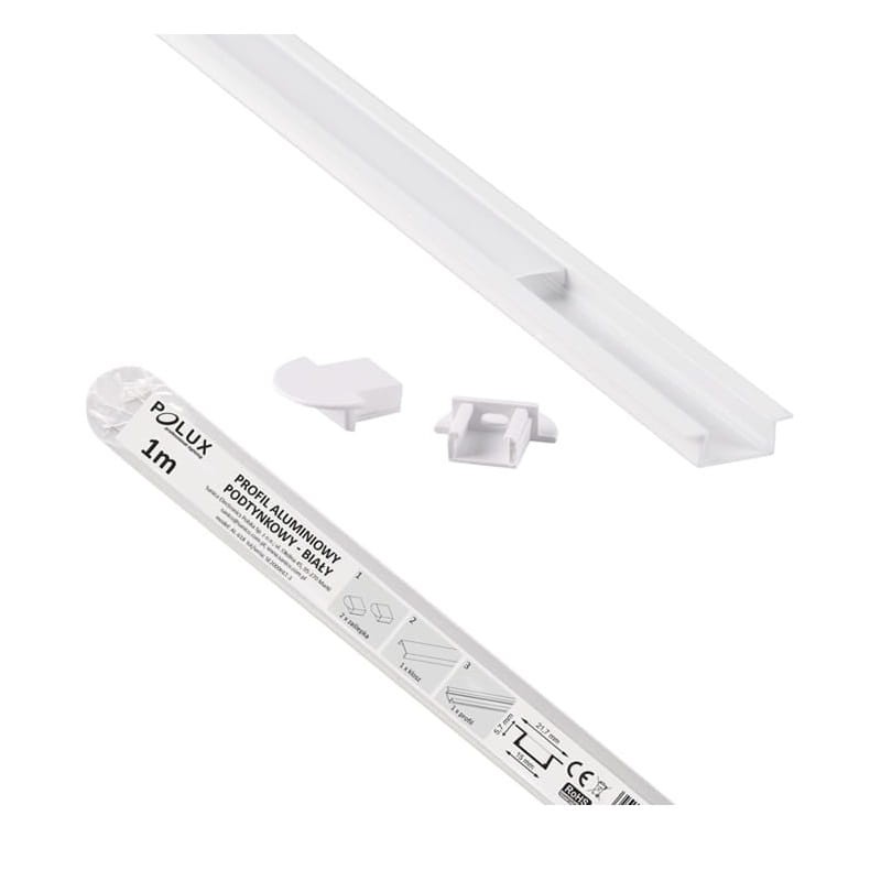 PROFIL aluminiowy wpuszczany biały do TAŚMY LED 1 metr
