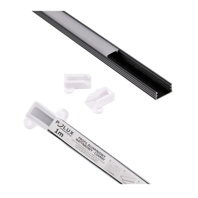 PROFIL aluminiowy nawierzchniowy czarny do TAŚMY LED 1 metr