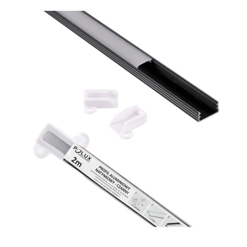 PROFIL aluminiowy nawierzchniowy czarny do TAŚMY LED 2 metry - zestaw