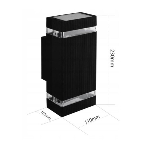 Lampa ogrodowa architektoniczna HANA 2xGU10 IP54 - czarna wymiary