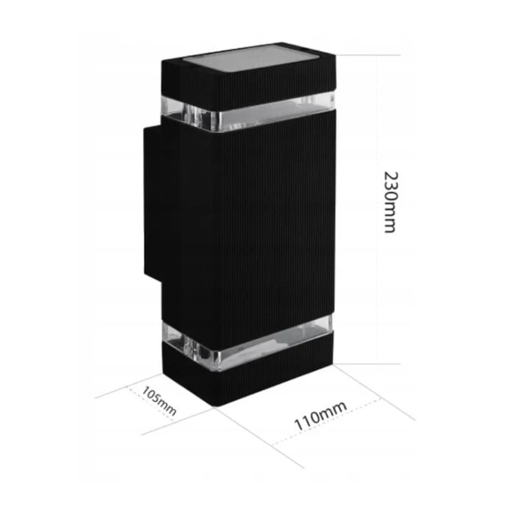 Lampa ogrodowa architektoniczna HANA 2xGU10 IP54 - czarna wymiary