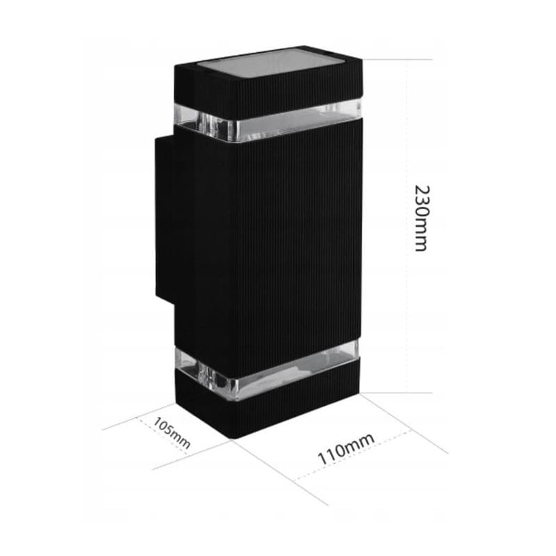 Lampa ogrodowa architektoniczna HANA 2xGU10 IP54 - czarna wymiary