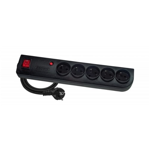 Przedłużacz przepięciowy z wyłącznikiem pięciogniazdowy 3m czarny