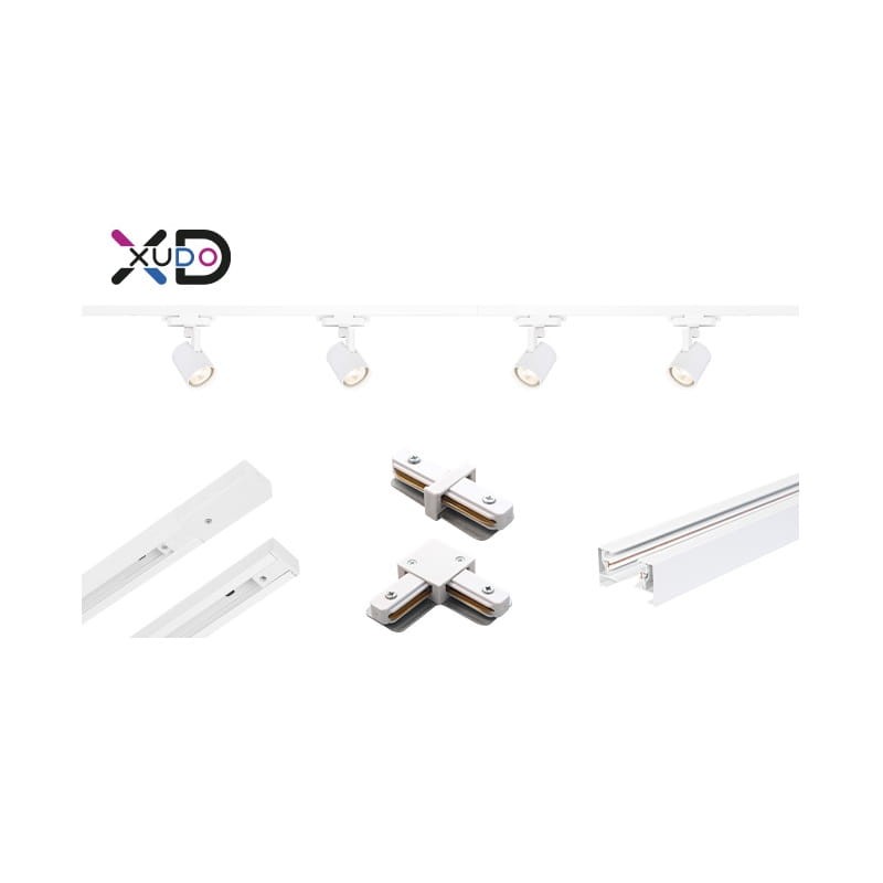 Zestaw szynowy Tracklight biały 4 x reflektor GU10 + 2x szyna 0,75m. 1-F + łącznik prosty "I" + łącznik typu "L"