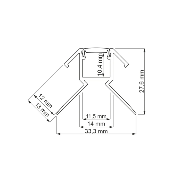 Profil do płytek 2m Ceramic Line Z do taśm LED + klosz mleczny 2m wymiary