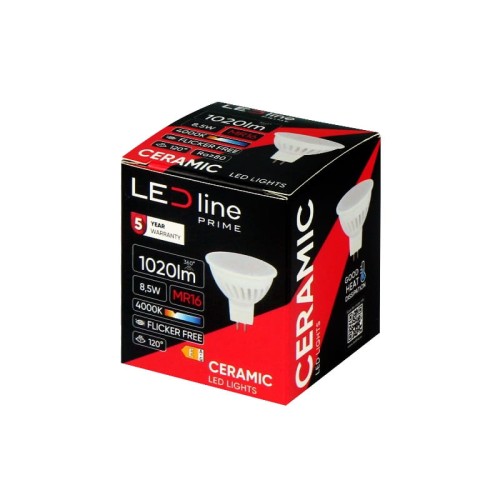 Żarówka LED MR16 8,5W PRIME neutralna 4000K 1020lm 10-18V AC/DC opakowanie