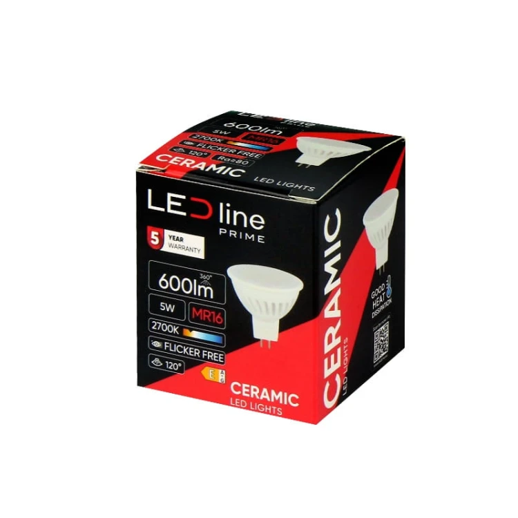 Żarówka LED MR16 5W PRIME ciepła 2700K 600lm 10-18V AC/DC opakowanie