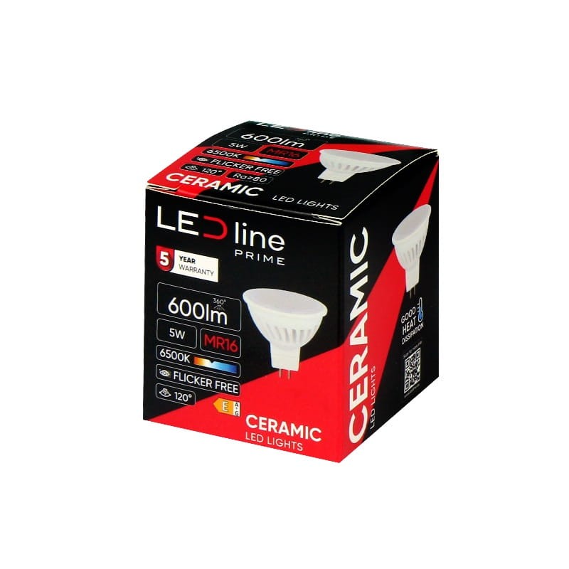 Żarówka LED MR16 5W PRIME zimna 6500K 600lm 10-18V AC/DC opakowanie