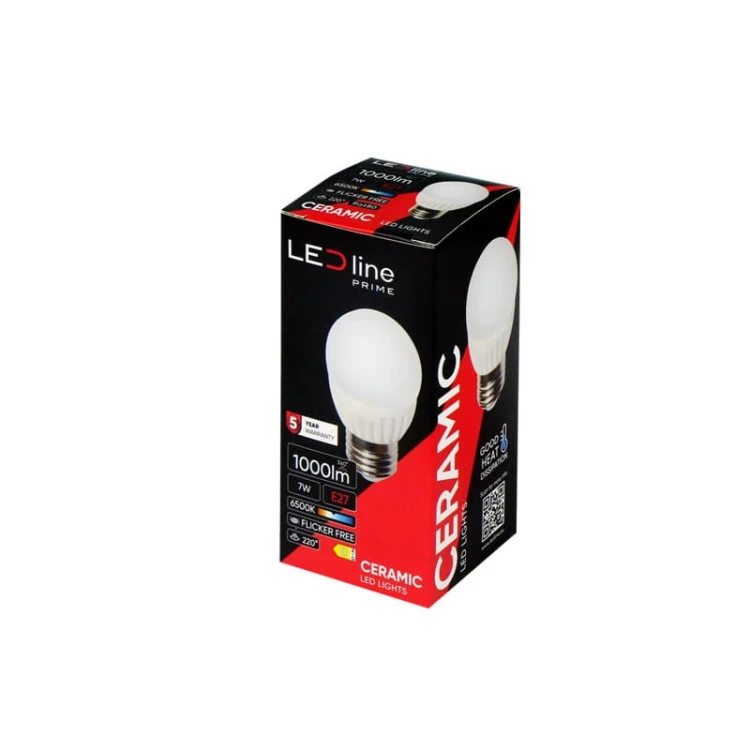 Żarówka LED E27 7W PRIME zimna 6500K 1000lm kulka G45 170-250V opakowanie