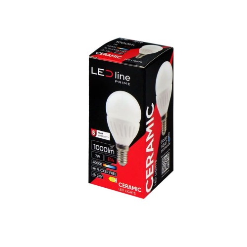 Żarówka LED E14 7W PRIME neutralna 4000K 1000lm kulka G45 170-250V opakowanie