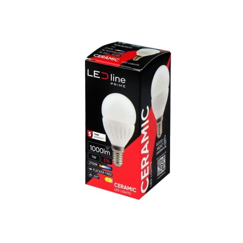 Żarówka LED E14 7W PRIME ciepła 2700K 1000lm kulka G45 170-250V opakowanie