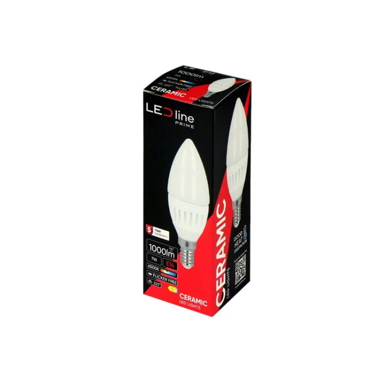 Żarówka LED E14 7W PRIME zimna 6500K 1000lm świeczka C37 170-250V opakowanie