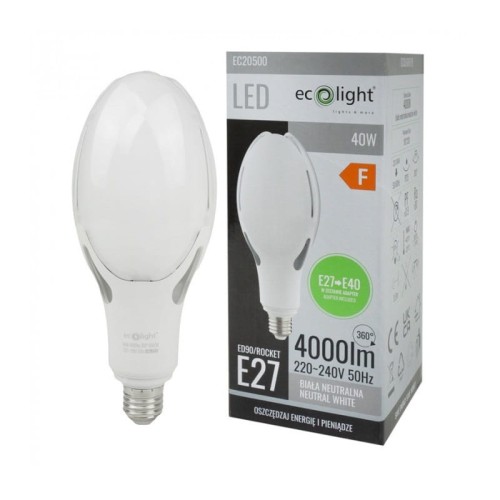 Żarówka LED E27->E40 40W Rocket biała neutralna z opakowaniem