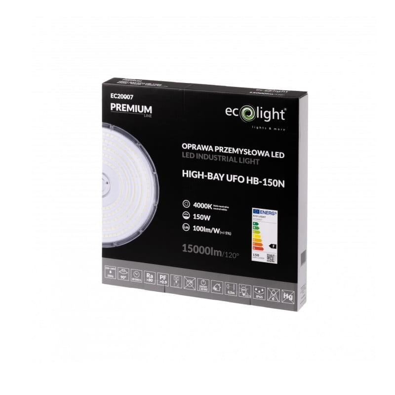 Lampa LED High Bay Premium 220-240V AC 150W 15000lm 120° biała neutralna 4000K opakowanie
