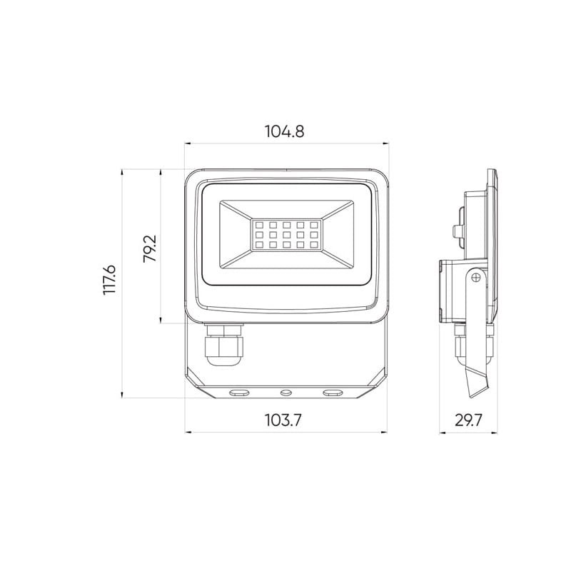 Naświetlacz LED LEDline Lite PHOTON 10W - 4000K biała dzienna wymiary