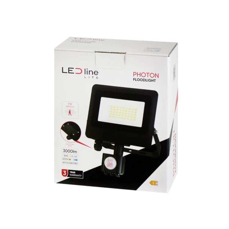 Naświetlacz LED LEDline Lite PHOTON 30W - 4000K biała dzienna z czujnikiem ruchu opakowanie