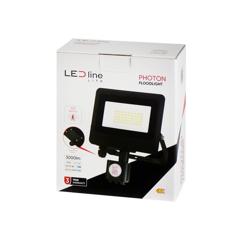 Naświetlacz LED LEDline Lite PHOTON 30W - 4000K biała dzienna z czujnikiem ruchu opakowanie