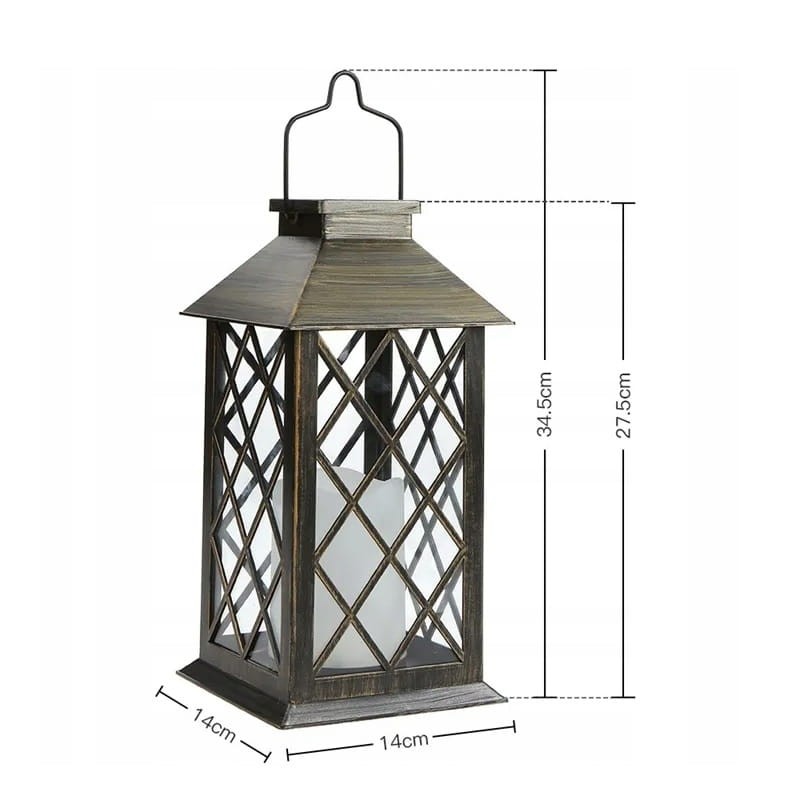 Lampa Ogrodowa LED Solarna Wisząca LATARENKA patyna wymiary