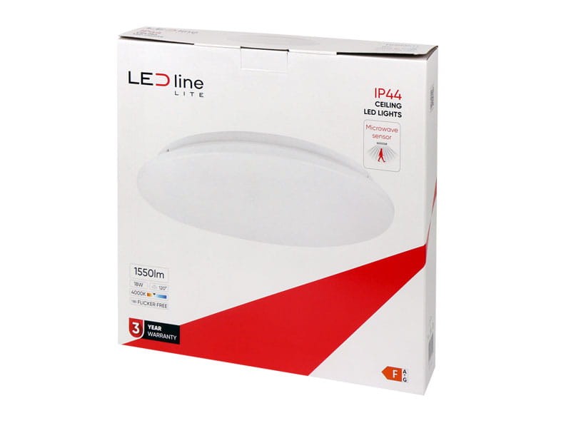 Plafon lampa LED 18W IP44 4000K z czujnikiem ruchu ścienna, sufitowa, korytarzowa, okrągła opakowanie
