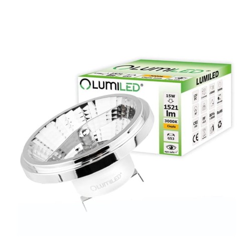 Żarówka LED G53 AR111 15W 24° biała ciepła