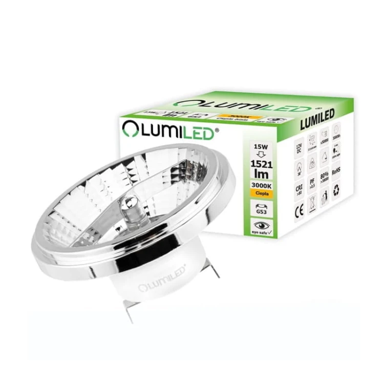 Żarówka LED G53 AR111 15W 24° biała ciepła