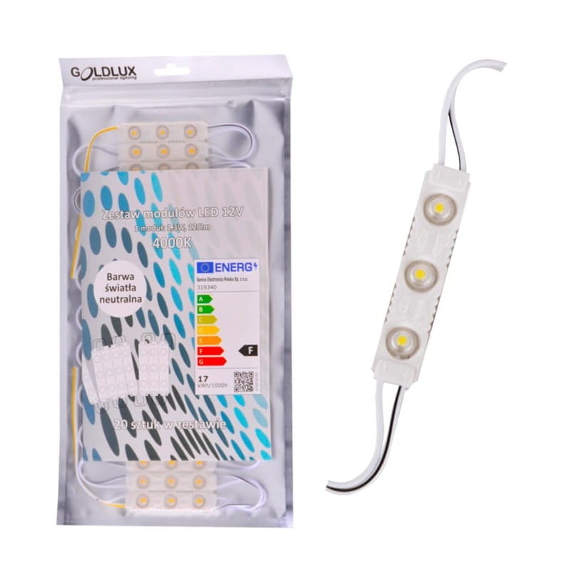 Moduł prostokątny LED 12V 1,3W IP44 NEUTRALNA 4000K - 1szt oopakowanie